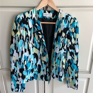 Evan Picone open front teal blazer 4Petite